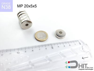 MP 20x5x5  N38 - magnesy neodymowe pierścieniowe