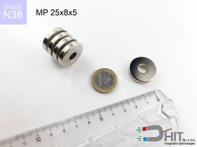 MP 25x8x5  N38 - magnesy neodymowe pierścieniowe