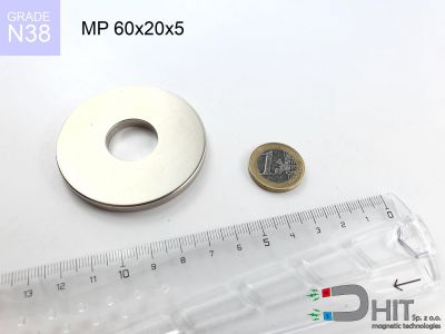 MP 60x20x5  N38 - magnesy neodymowe pierścieniowe