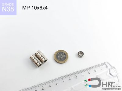 MP 10x6x4 N38 - magnesy neodymowe pierścieniowe