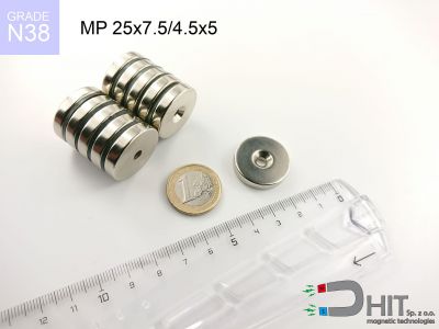 MP 25x7.5/4.5x5  N38 - magnesy neodymowe pierścieniowe