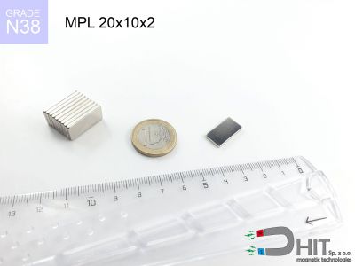MPL 20x10x2 N38 - neodymowe magnesy płytkowe