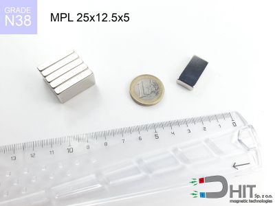 MPL 25x12.5x5 N38 - magnesy neodymowe płytkowe