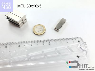 MPL 30x10x5 N38 - magnesy w kształcie sztabki