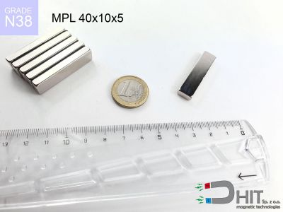 MPL 40x10x5 N38 - magnesy w kształcie sztabki