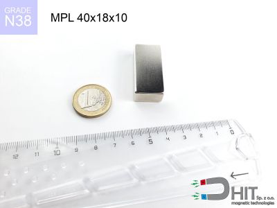 MPL 40x18x10 N38 - magnesy neodymowe płytkowe