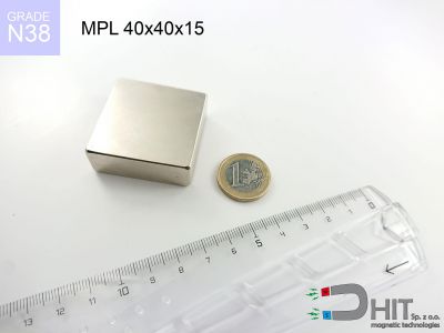 MPL 40x40x15 N38 - neodymowe magnesy płytkowe