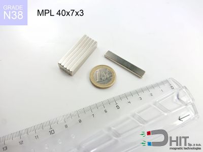 MPL 40x7x3 N38 - magnesy neodymowe płaskie