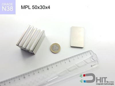 MPL 50x30x4 N38 - magnesy neodymowe płytkowe