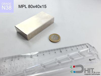 MPL 80x40x15 N38 - magnesy w kształcie sztabki