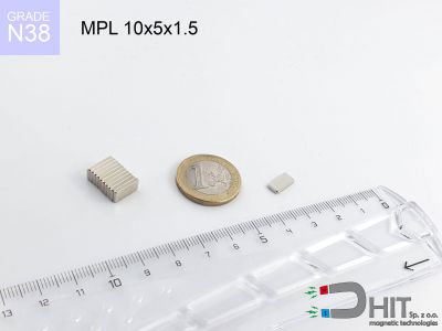 MPL 10x5x1.5 N38 - magnesy w kształcie sztabki