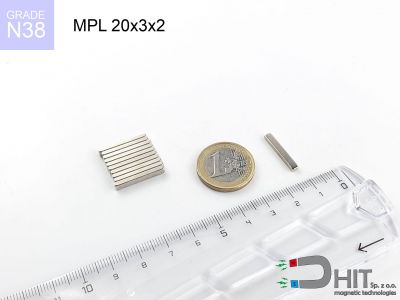 MPL 20x3x2 N38 - magnesy w kształcie sztabki