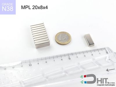 MPL 20x8x4 N38 - magnesy w kształcie sztabki