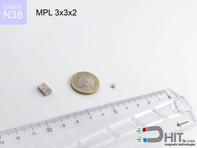 MPL 3x3x2 N38 - magnesy neodymowe płytkowe