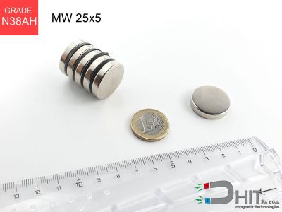 MW 25x5 N38AH magnes neodymowy walcowy