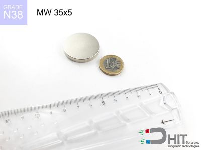 MW 35x5 N38 - magnesy w kształcie walca