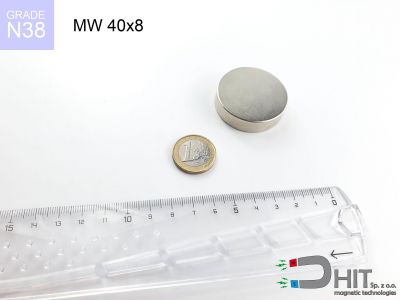 MW 40x8 N38 magnes walcowy