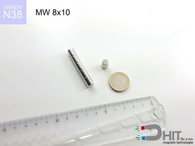MW 8x10 N38 magnes neodymowy walcowy