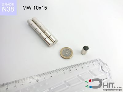 MW 10x15 N38 - magnesy neodymowe walcowe