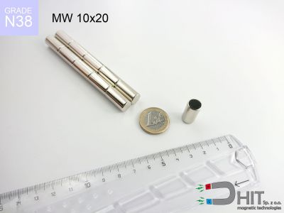 MW 10x20 N38 - neodymowe magnesy walcowe