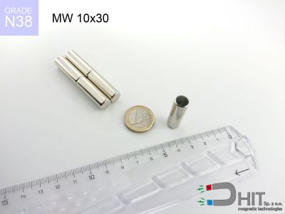 MW 10x30 N38 - magnesy w kształcie walca