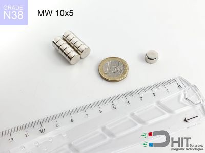 MW 10x5 N38 - magnesy w kształcie walca