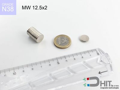 MW 12.5x2 N38 - magnesy w kształcie walca