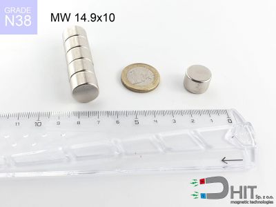 MW 14.9x10 N38 - magnesy neodymowe walcowe