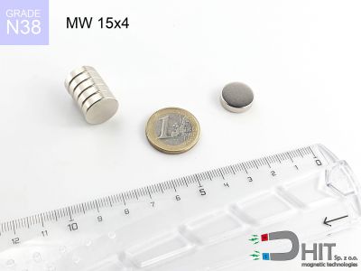 MW 15x4 N38 - neodymowe magnesy walcowe
