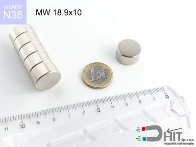 MW 18.9x10 N38 - neodymowe magnesy walcowe
