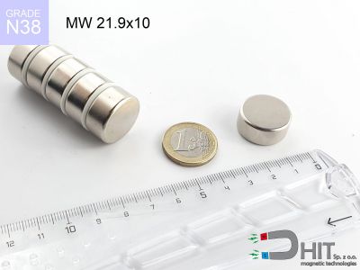 MW 21.9x10 N38 - neodymowe magnesy walcowe