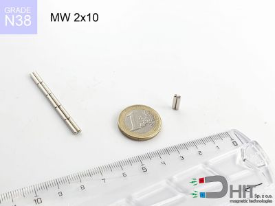 MW 2x10 N38 - neodymowe magnesy walcowe