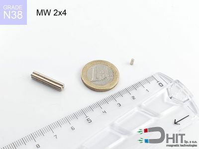 MW 2x4 N38 - magnesy neodymowe walcowe