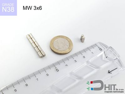 MW 3x6 N38 - magnesy w kształcie walca
