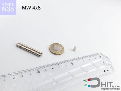 MW 4x8 N38 - magnesy neodymowe walcowe