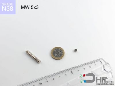 MW 5x3 N38 - magnesy w kształcie krążka
