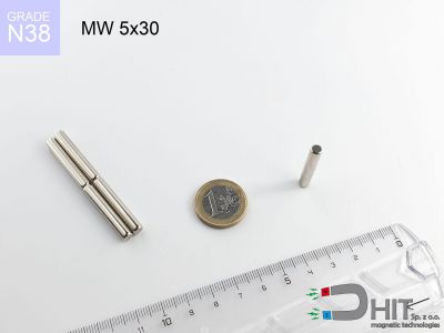 MW 5x30 N38 - neodymowe magnesy walcowe