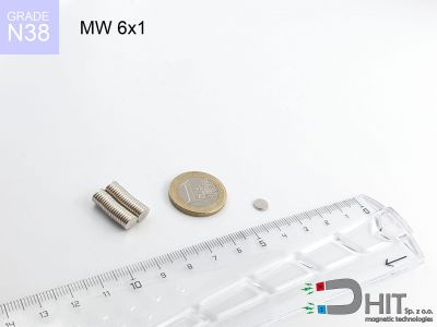 MW 6x1 N38 - neodymowe magnesy walcowe