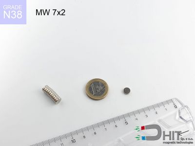 MW 7x2 N38 - magnesy w kształcie walca