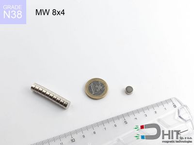 MW 8x4 N38 - magnesy w kształcie walca