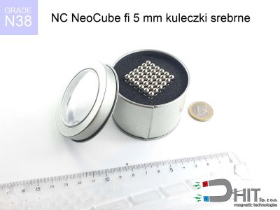NC NeoCube fi 5 mm kuleczki srebrne N38 - neodymowe magnesy jako kuleczki - neocube