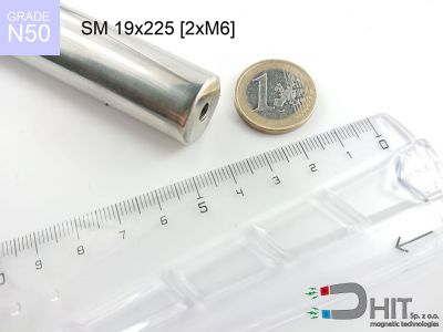 SM 19x225 [2xM6] N50 - separatory pałki magnetyczne z neodymowymi magnesami