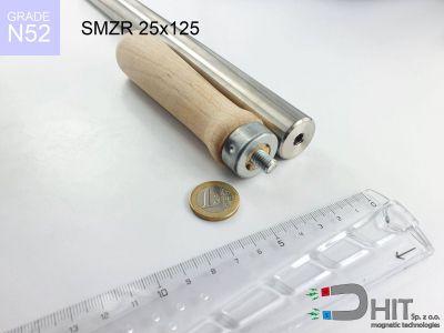 SMZR 25x125 N52 - separatory wałki z neodymowymi magnesami z drewnianą rączką