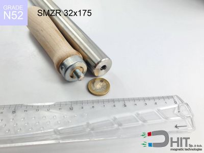 SMZR 32x175 N52 - separatory pałki z neodymowymi magnesami z drewnianym chwytem