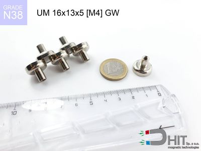 UMGW 16x13x5 [M4] GW N38 - magnesy w obudowie z gwintem wewnętrznym