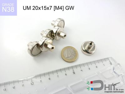 UMGW 20x15x7 [M4] GW N38 - magnesy w uchwycie z gwintem wewnętrznym
