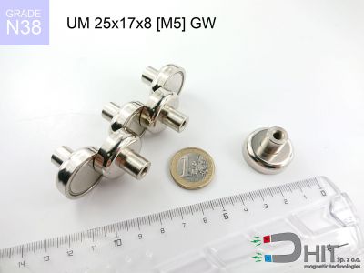 UMGW 25x17x8 [M5] GW N38 - magnesy w uchwycie z gwintem wewnętrznym