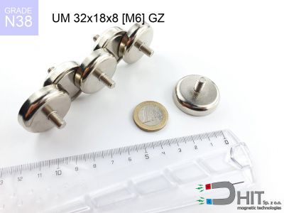 UMGW 32x18x8 [M6] GZ N38 - uchwyty magnetyczne z gwintem wewnętrznym
