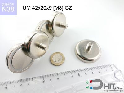 UMGW 42x20x9 [M8] GZ N38 - magnesy w obudowie z gwintem wewnętrznym