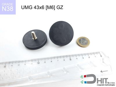 UMGGW 43x6 [M6] GZ N38 - uchwyty magnetyczne w gumie